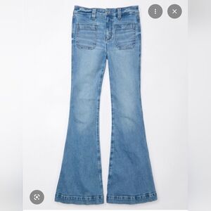 AE American Eagle Festival Flare Jeans Stretch High Waist Size 0 Short Y2K Style
